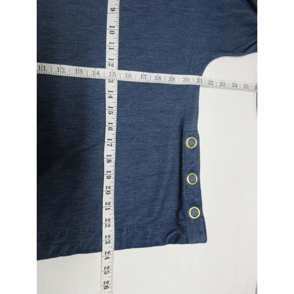 Chico's Zenergy women's blue nautical 3/4 sleeve side snap boxy top blouse M - Picture 10 of 12